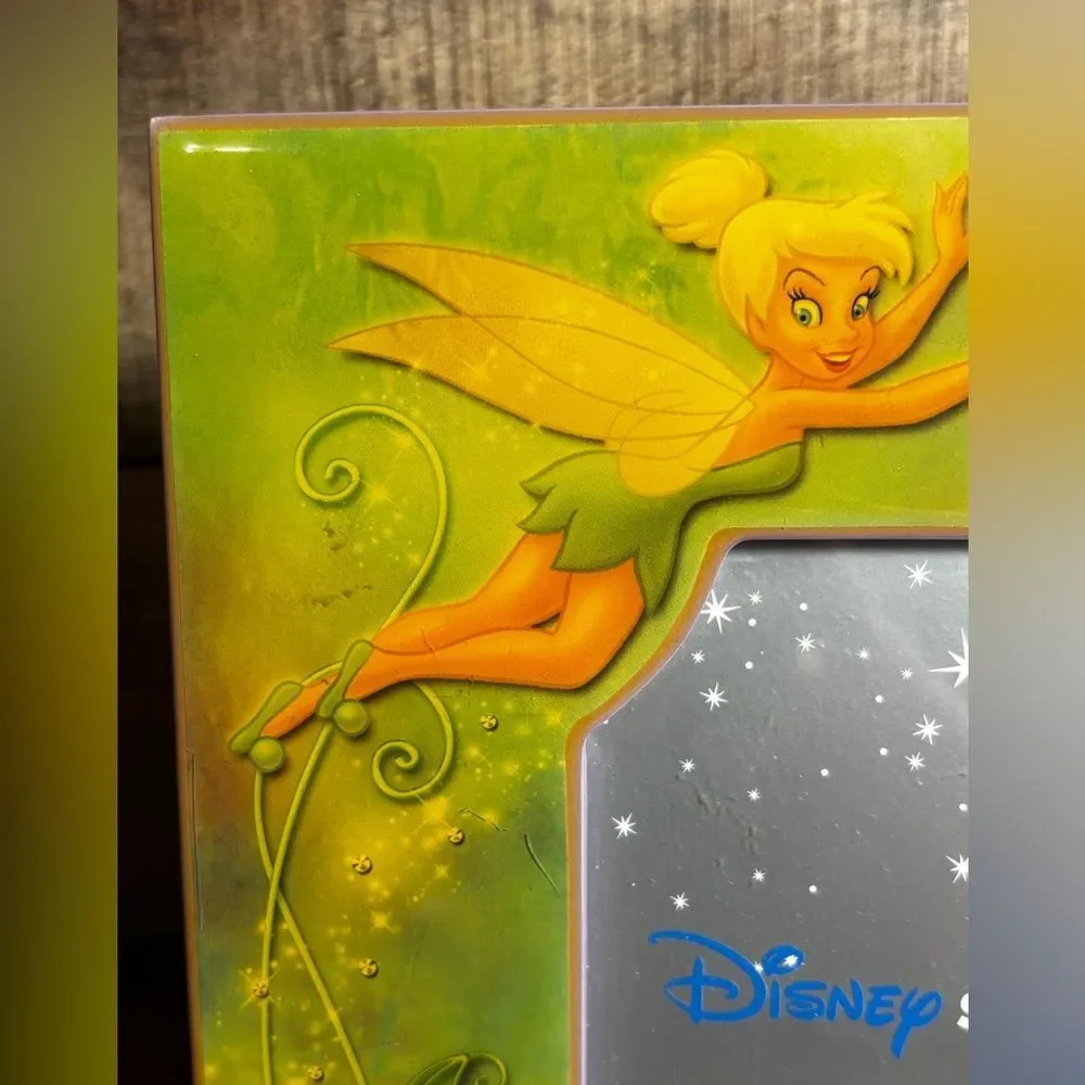 Vintage Tinkerbell Disney Store Picture Frame For 4x6 Fairy Acrylic Wood Easel